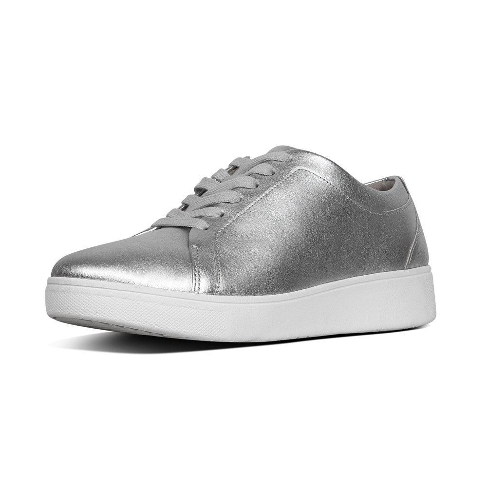 Fitflop Womens Sneakers - Rally Leather - Silver - 352-BJMGVT